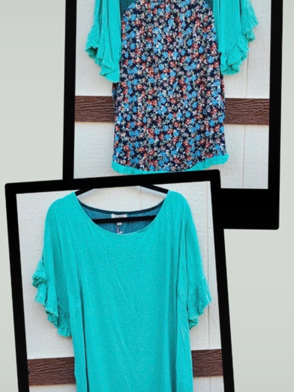 Umgee Turquoise Floral Top nwt sz lg